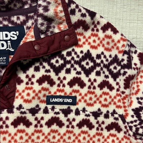 Patagonia and Lands' End Women’s Fleece Pullovers - Brown and Red Pattern - Picture 7 of 9